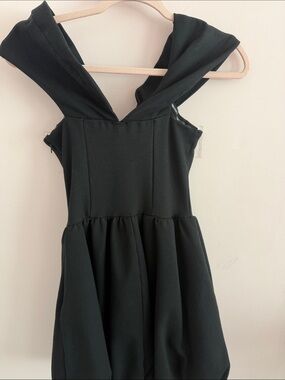 Little Black Cocktail Dress with Crossed Shoulder Detail